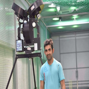Gautham Gambhir with Leverage Cricket Bowling Machines
