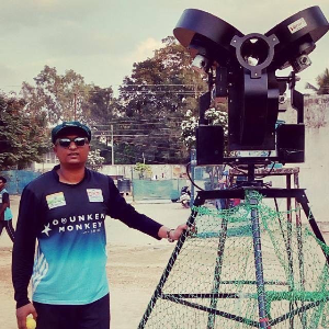 Insports Cricket Academy and Coach Syed with Yantra Bowling Machine