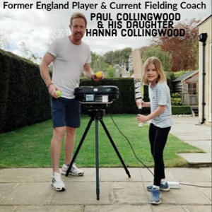 Paul Collingwood and His daughter with Leverage iWinner Bowling Machine