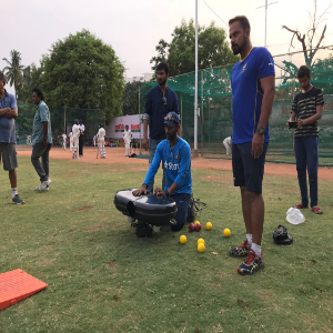 R Sridhar OperatingTeam Mate Cricket Bowling Machine For Fielding Drills