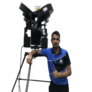 Siddharth Kaul with Leverage Yantra e3 Bowling Machine
